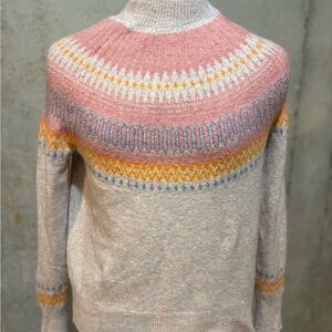 J. Crew Multicolor Fair Isle Wool Turtleneck Sweater